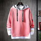 Men's Casual Fake 2-Piece Hooded Sweatshirt