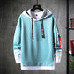 Men's Casual Fake 2-Piece Hooded Sweatshirt