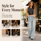Women's Asymmetric Layered Wide Leg Jeans