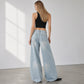 Women's Asymmetric Layered Wide Leg Jeans