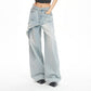Women's Asymmetric Layered Wide Leg Jeans