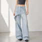 Women's Asymmetric Layered Wide Leg Jeans