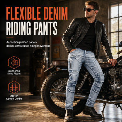 Men's Stretch Motorcycle Riding Jeans Tear Resistant Denim Pants