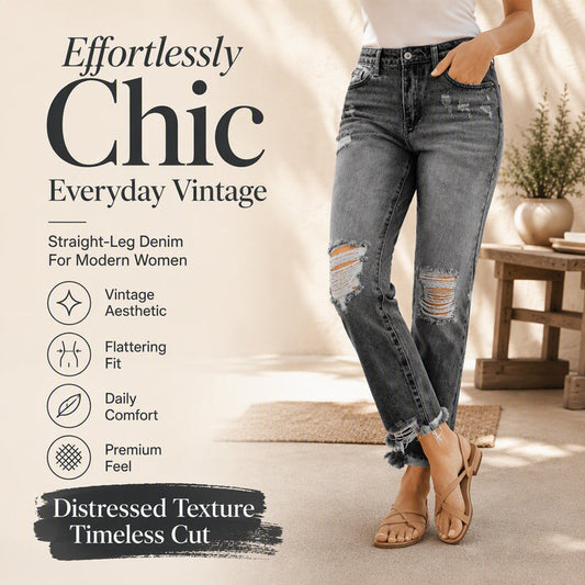 Women's Retro Distressed Ripped Jeans