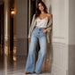 Women's High Elastic Wide-Leg Denim Jeans
