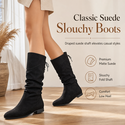 Women's Lace Up Slouchy Mid-Calf Boots 