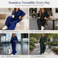 Women's Casual  V-Neck Lantern Sleeve Crop Top & High Waist Wide Leg Pants Set
