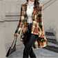 Women's Plaid High-Low Peplum Coat