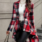 Women's Plaid High-Low Peplum Coat