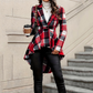 Women's Plaid High-Low Peplum Coat