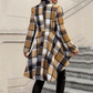Women's Plaid High-Low Peplum Coat