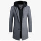 Men's Mid-Length Coat with Removable Hood