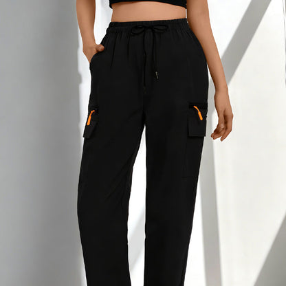 Women's Drawstring Cargo Pants with Pockets
