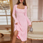 Women's Square Neck Flare Sleeve Midi Dress