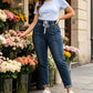 Women's Elastic Waist Denim Pants with Pockets