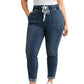 Women's Elastic Waist Denim Pants with Pockets