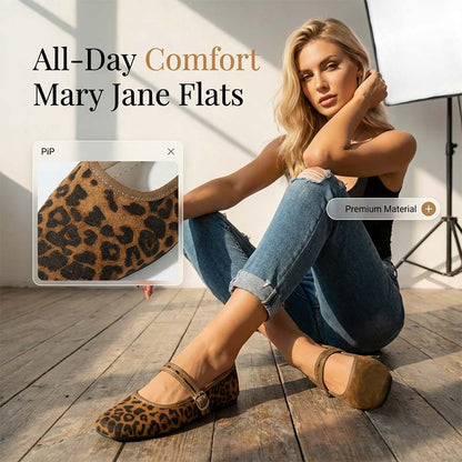 Comfortable PU Suede-Look Ballet Flats with Strap