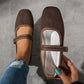 Comfortable PU Suede-Look Ballet Flats with Strap