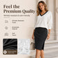 Women's Long Sleeve V-Neck Top & Ribbed Skirt Set
