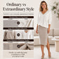 Women's Long Sleeve V-Neck Top & Ribbed Skirt Set