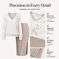 Women's Long Sleeve V-Neck Top & Ribbed Skirt Set