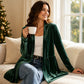 Women's Velvet Open Front Cardigan