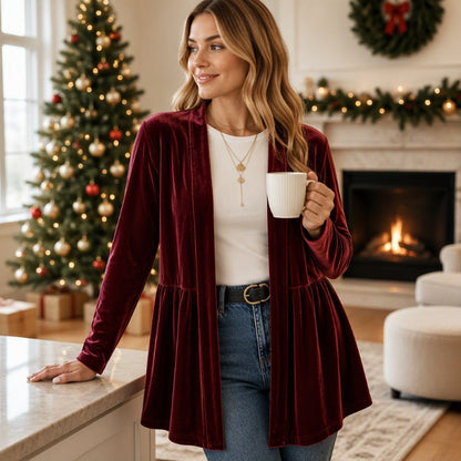 Women's Velvet Open Front Cardigan