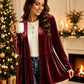 Women's Velvet Open Front Cardigan