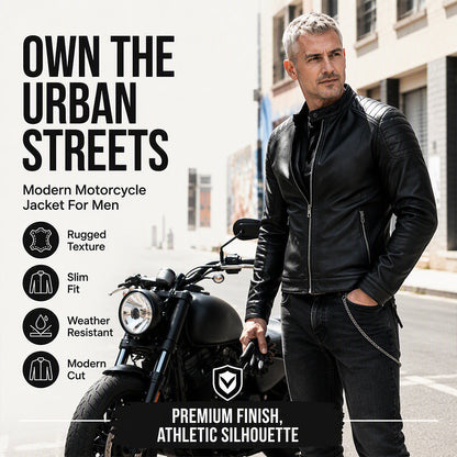 Men's Slim-Fit PU Leather Jacket