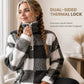 Women's Loose Fit Plaid Patchwork Sherpa Jacket