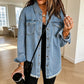 Women's Frayed Hem Washed Denim Jacket