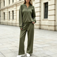 Women's Half-Zip Sweatshirt & Wide-Leg Pants Set