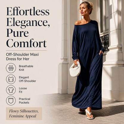 Women's Off-Shoulder Long Sleeve Maxi Dress