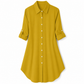 Women's Solid Color Satin Button Up Formal Shirt with Fashion Sleeves