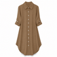 Women's Solid Color Satin Button Up Formal Shirt with Fashion Sleeves