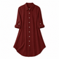 Women's Solid Color Satin Button Up Formal Shirt with Fashion Sleeves