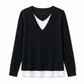 Women's Fake Two-Piece V-Neck Knit Top