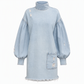 Women's Oversized Denim Mock Neck Mini Dress