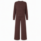 Women's Casual 2 Piece Knitted Cardigan Sweater and Wide Leg Pants Set