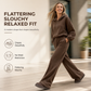Women's Casual Soft Knit Two-Piece Lounge Set with Hooded Zip-Up Sweatshirt and Wide-Leg Pants