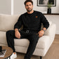 Men's Jacquard Letter Sweatshirt & Drawstring Pants Set