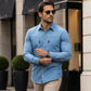 Men's Casual Denim Shirt with Zipper Pockets