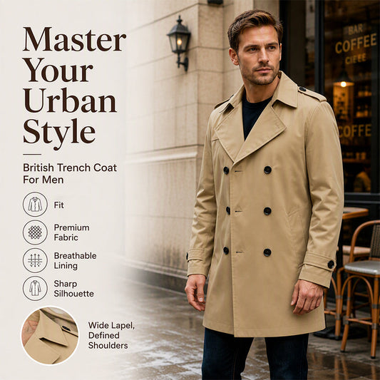 Men's Classic Double-Breasted Trench Coat