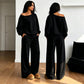 Women's Casual Off-Shoulder Top & Wide-Leg Pants Set