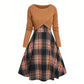 Women's Elegant Plaid Dress and Crop Top Set