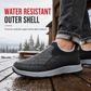 Men's Winter Fleece Lined Waterproof Slip On Shoes Non Slip Soft Sole Warm Casual Cotton Cloth Shoes for Seniors