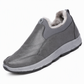 Men's Winter Fleece Lined Waterproof Slip On Shoes Non Slip Soft Sole Warm Casual Cotton Cloth Shoes for Seniors