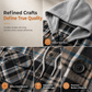 Men's Plaid Zip Up Hoodie Loose Fit American Style Brushed Hooded Sweatshirt