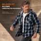 Men's Plaid Zip Up Hoodie Loose Fit American Style Brushed Hooded Sweatshirt