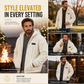Men's Cable Embossed Sherpa Fleece Zip Up Hooded with Pockets